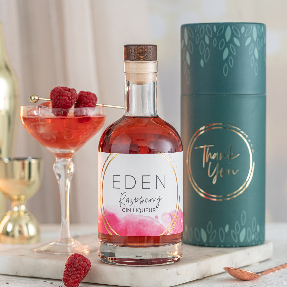 Raspberry Gin with Personalised Presentation Box - Luxurious Alcohol Gift Set